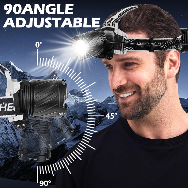 Aikertec Headlamp Rechargeable, 1500 Lumen Super Bright Head Lamp Flashlight, Waterproof LED Headlight, Multi-function Head Lights for Camping Fishing Climbing Cycling - Image 4